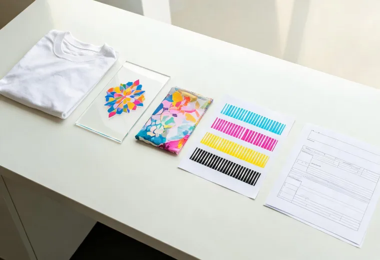 Print samples and test documentation prepared for review